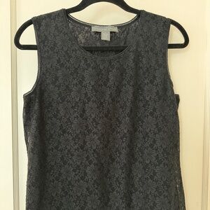 Vintage Josephine Chaus  Black Lace Sleeveless Top Women's Size L